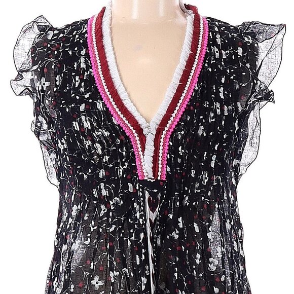 Poupette St. Barth Mini Sasha Dress Black Floral Small - Picture 3 of 8